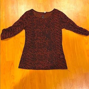 Sheer zebra stripped too with 3/4 sleeves